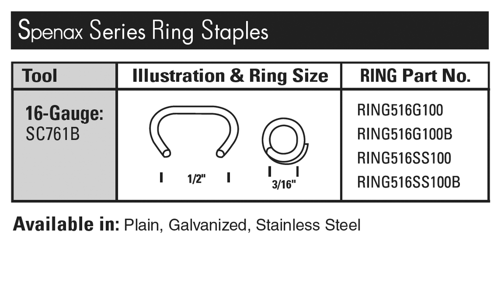 Bostitch Industrial SC761B 16ga Pneumatic C-Ring Stapler 1/2